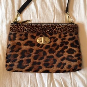 Animal print clutch with shoulder strap